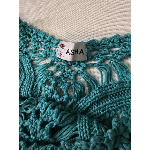ASHA Boho Embroidered Mesh Top Crochet Fringe Festival Blouse Women’s One Size - Picture 3 of 5